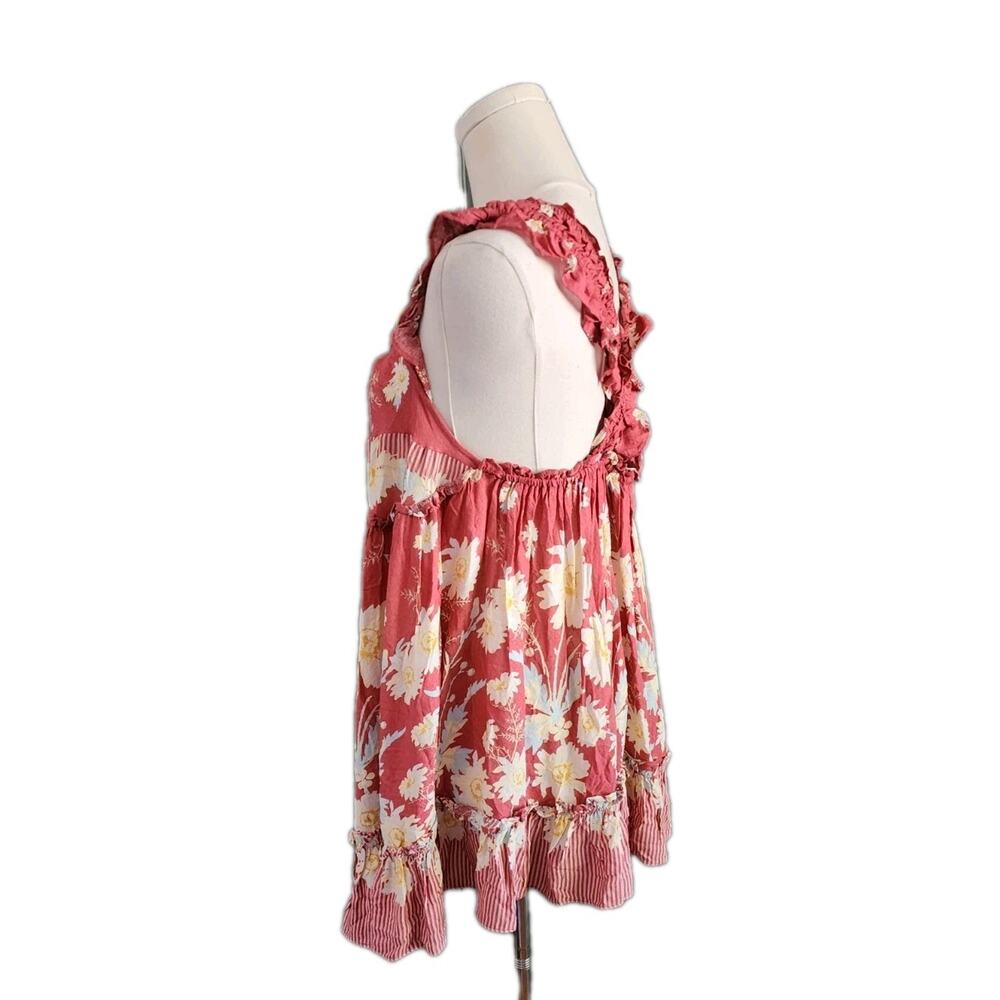 Free People Bali Wild Daisy Babydoll Dress Renaissance Red Combo Size Large $88 - Picture 4 of 5